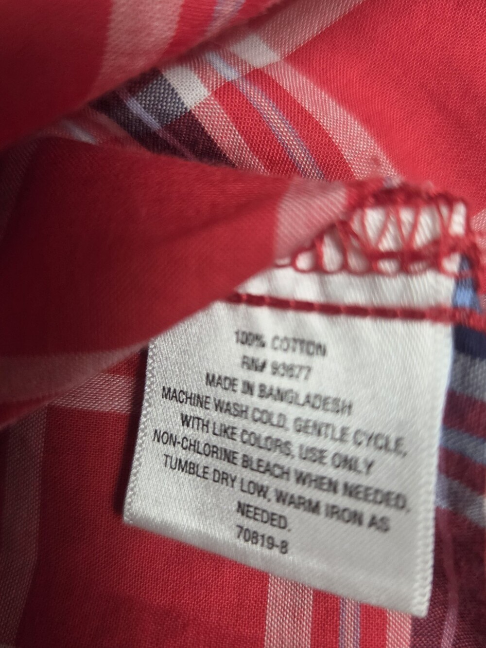 St. John's Bay Red & White & Blue Plaid Button-Up Sleeveledd Shirt Size XL - Picture 5 of 8